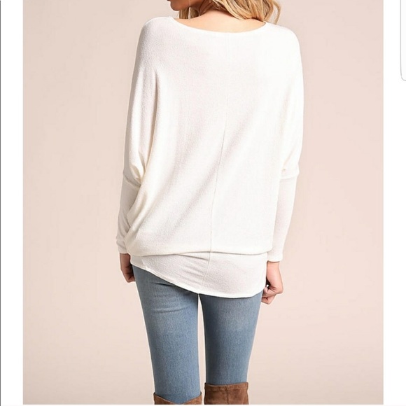 ♦️ LAST Ivory Textured Knit Dolman Blouse - Picture 4 of 5